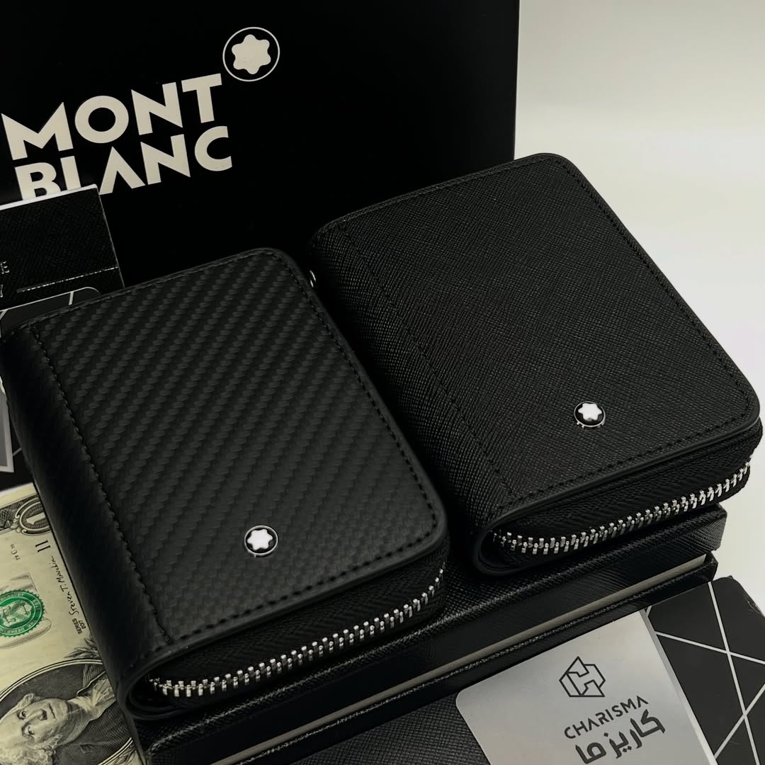 جاکارتی آکاردئونی چرم دورزیپ رو دکمه MONTBLANC + جعبه و کارت