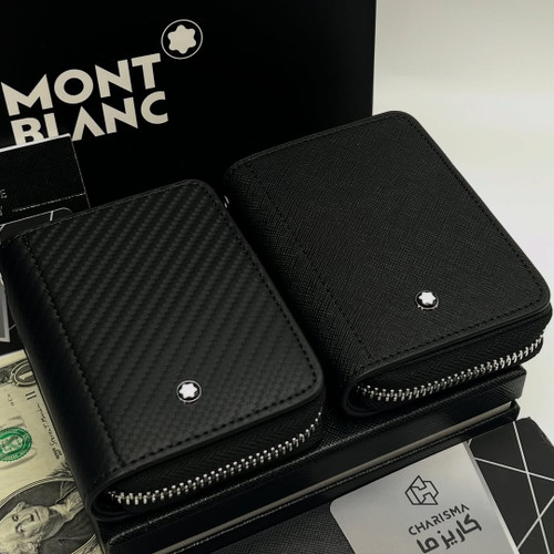 جاکارتی آکاردئونی چرم دورزیپ رو دکمه MONTBLANC + جعبه و کارت