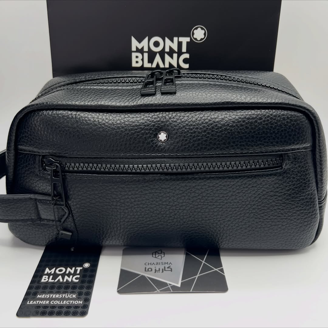 شوزبگ مونتبلانک تک زیپ چرم مصنوعی وارداتی | Montblanc Washbag