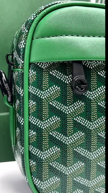 کیف دوکاره چرمی گویارد مشکی و سبز